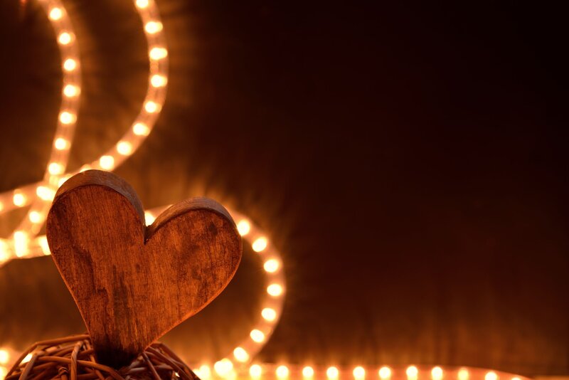 Wooden Heart in Basket