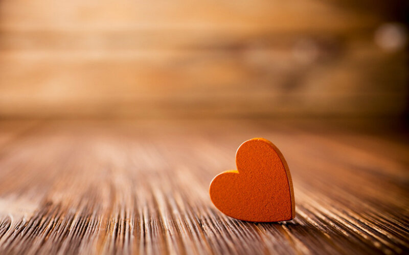 Wooden Heart on Table — Brown