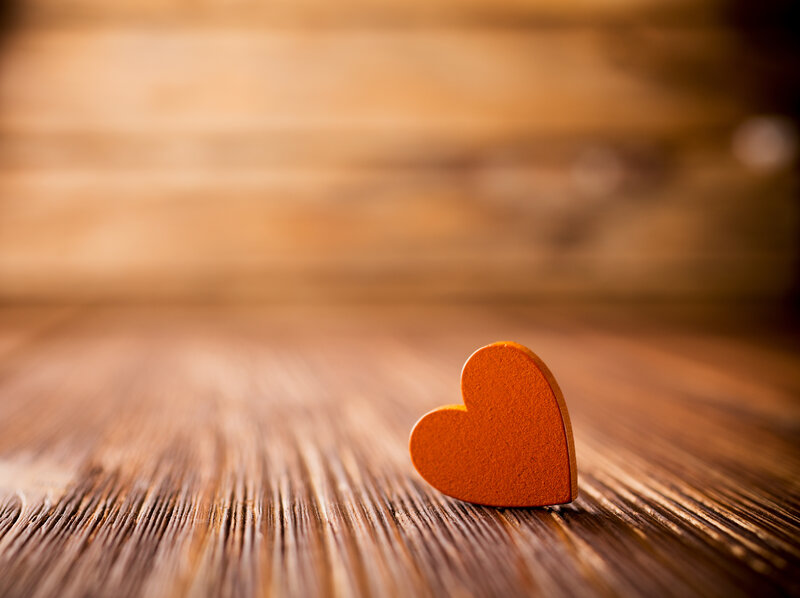 Wooden Heart on Table