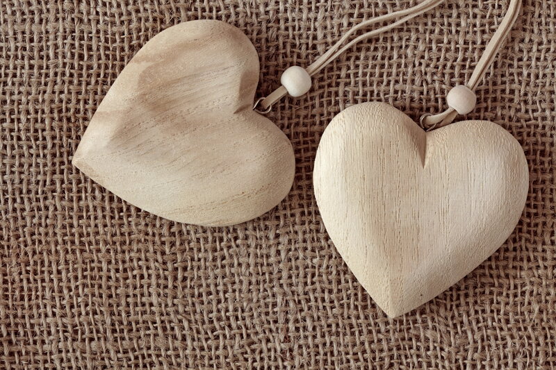 Wooden Heart Ornaments — Brown, Calm, Photograph