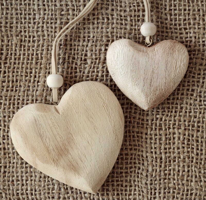 Wooden Heart Ornaments — Brown, Calm