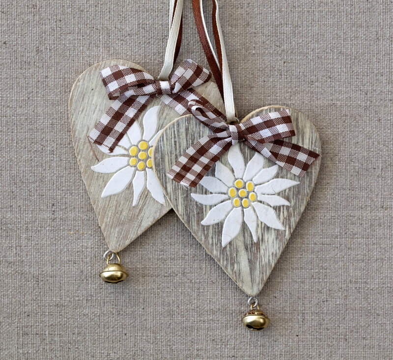 Wooden Heart Ornaments — Brown