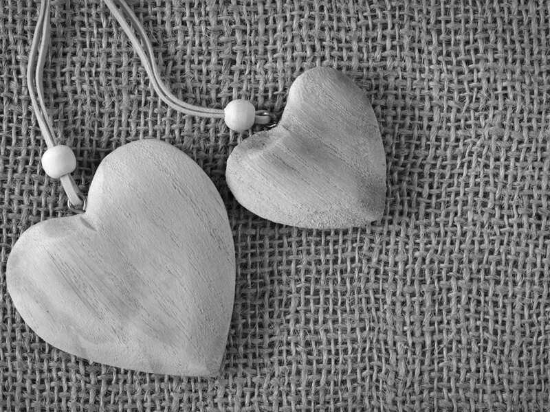 Wooden Heart Ornaments — Gray