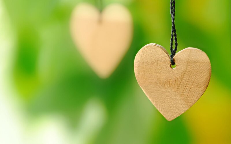 Wooden Heart Pendant — Green, Serene, Photograph