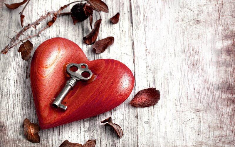 Wooden Heart with Key