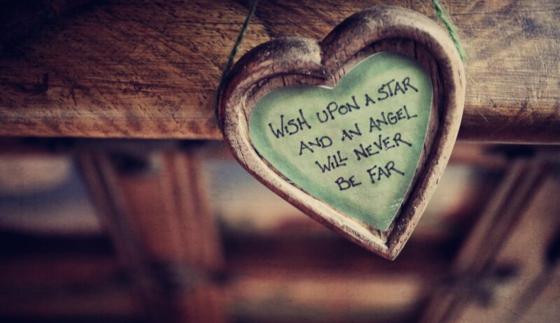 wooden heart with wish message
