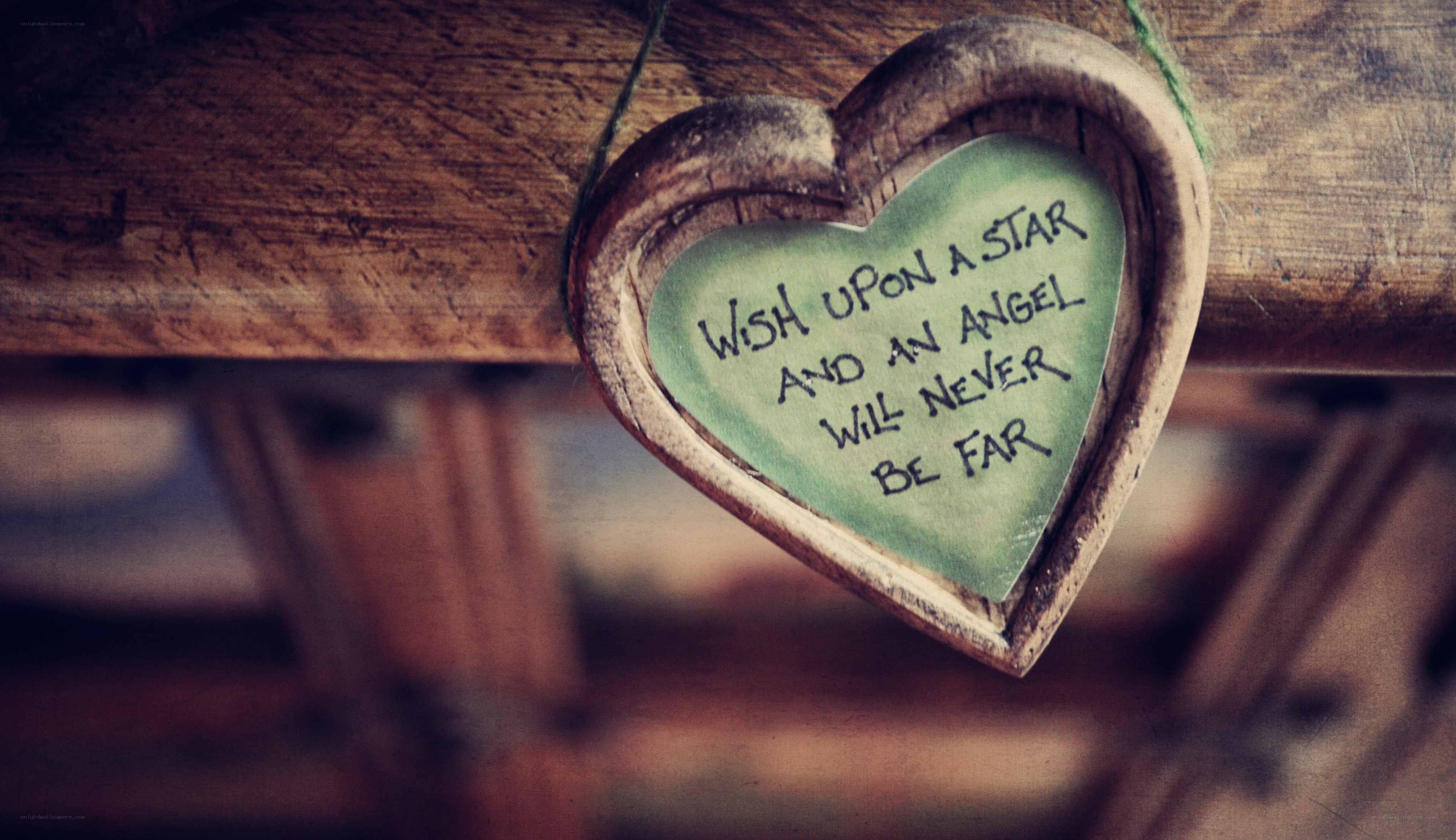 wooden heart with wish message