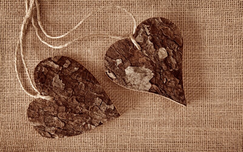 Wooden Hearts on Burlap