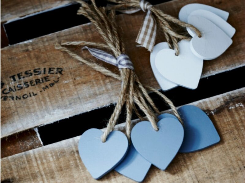 Wooden Hearts on String — Blue