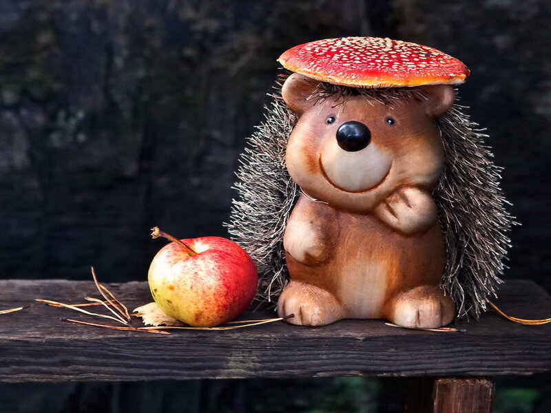 Wooden Hedgehog Figurine