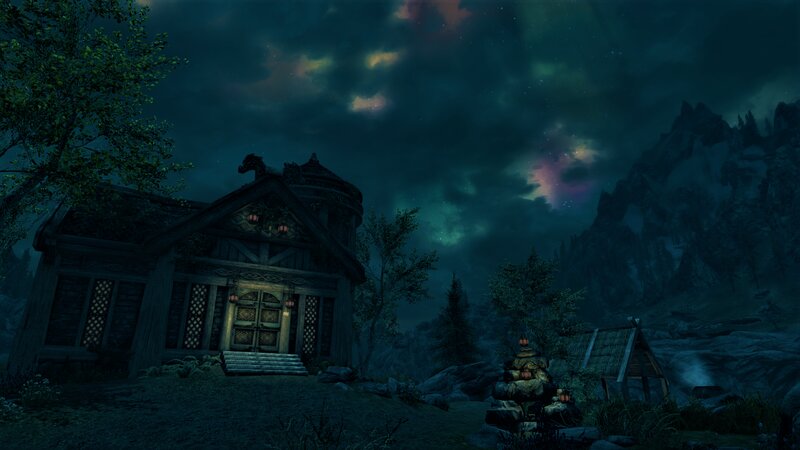 Wooden House at Night — Dark Blue