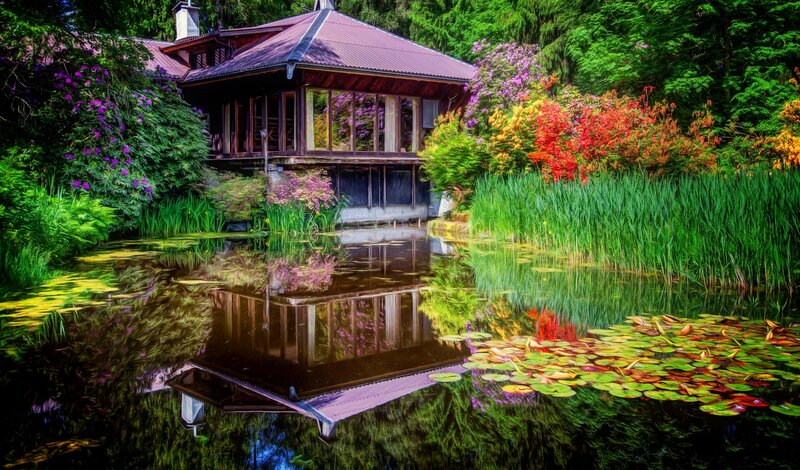 Wooden House by Pond