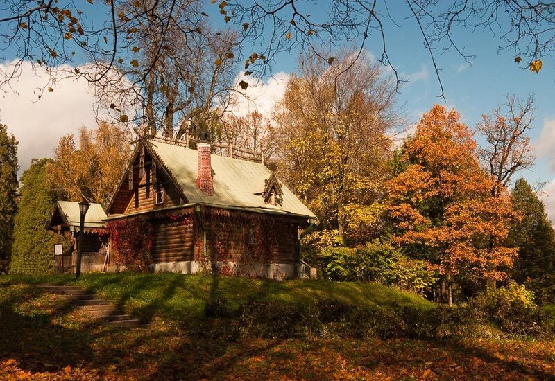 Wooden House in Autumn