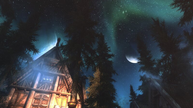 Wooden House in Forest — Dark Blue