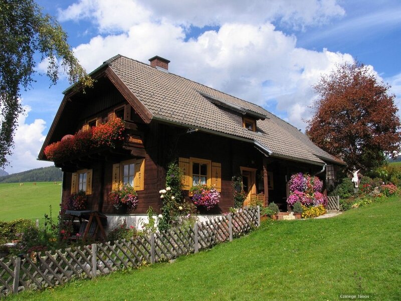 Wooden House in Garden — Green, Serene, Summer