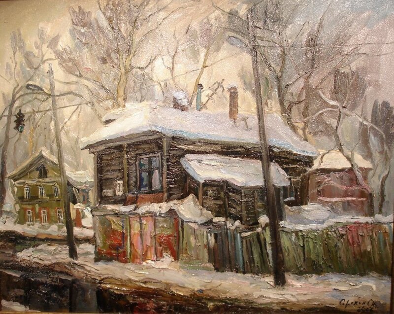 Wooden House in Snow — White