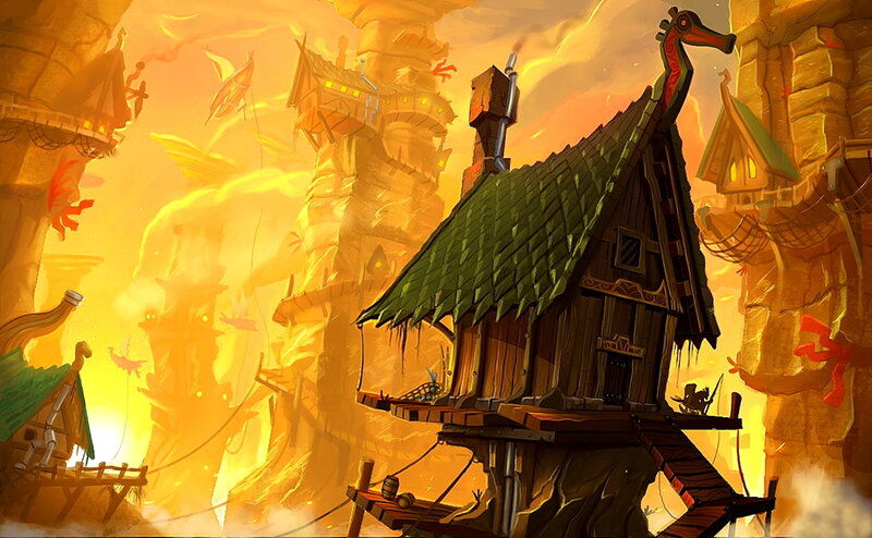 Wooden House on Cliff — Yellow