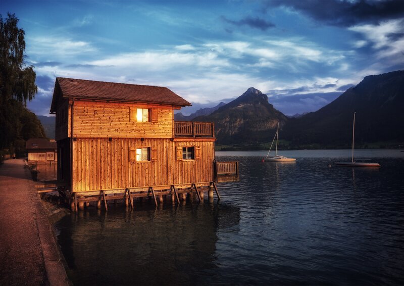 Wooden House on Lake