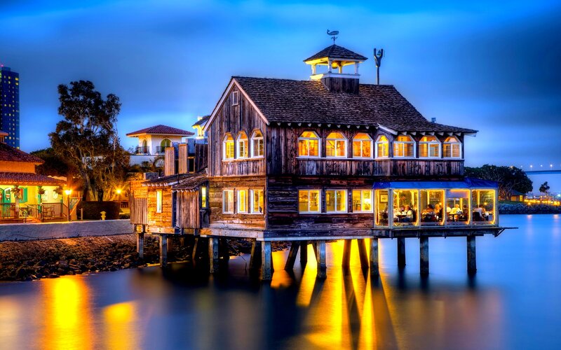 Wooden House on Pilings — Blue