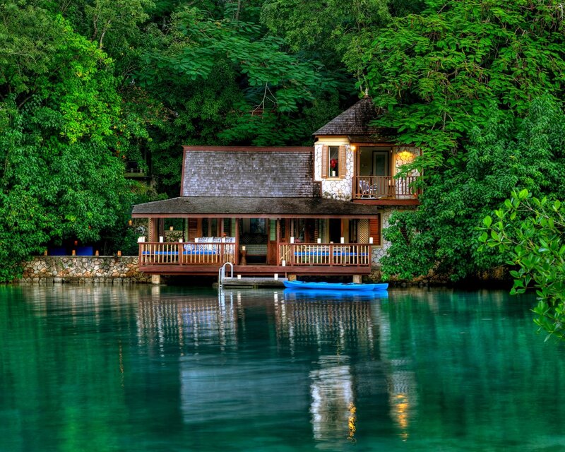 Wooden House on Water — Green