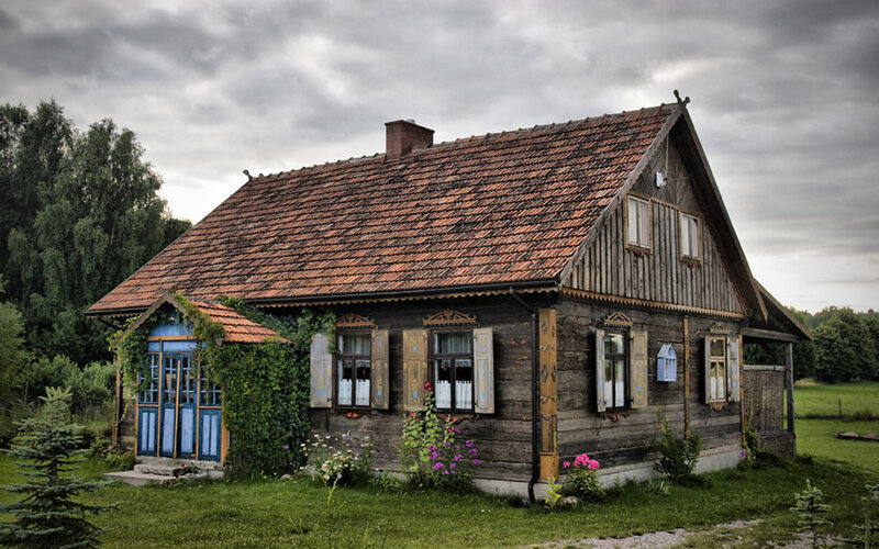 Wooden House with Garden — Brown