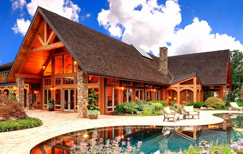 Wooden House with Pool — Blue