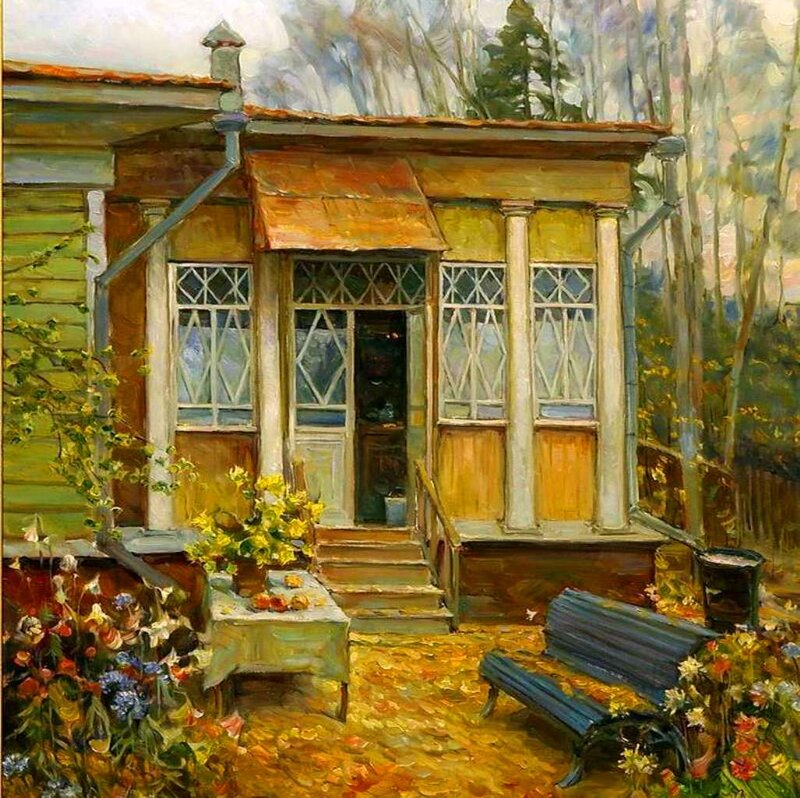 Wooden House with Porch — Yellow