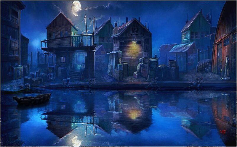 Wooden Houses by Canal