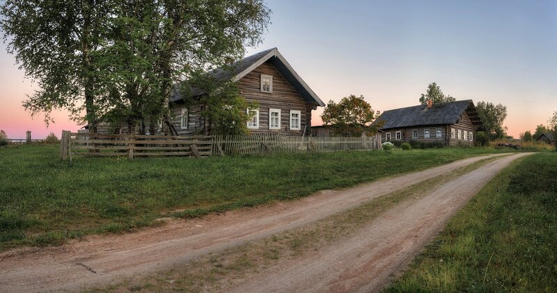 Wooden Houses in Village — Green