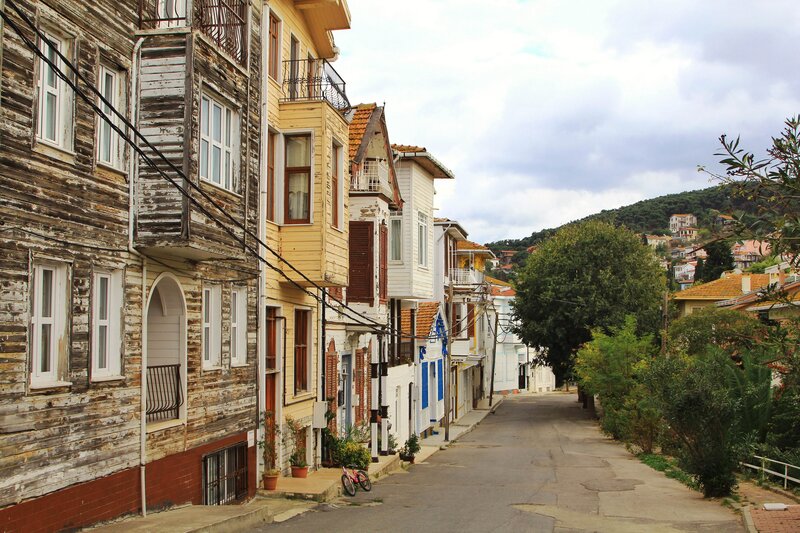 Wooden Houses on Hillside