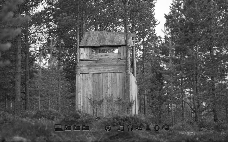 wooden hunting blind in forest