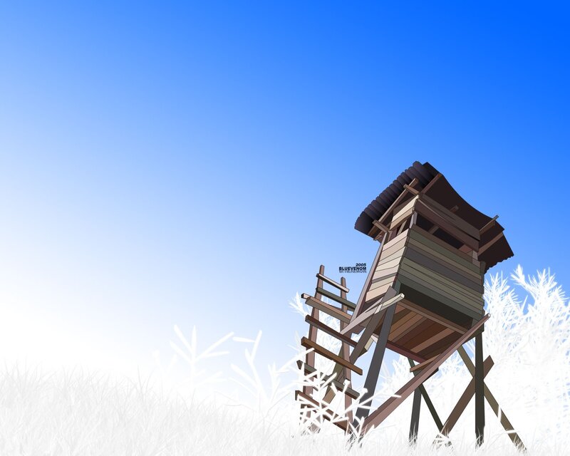 Wooden hunting tower in field