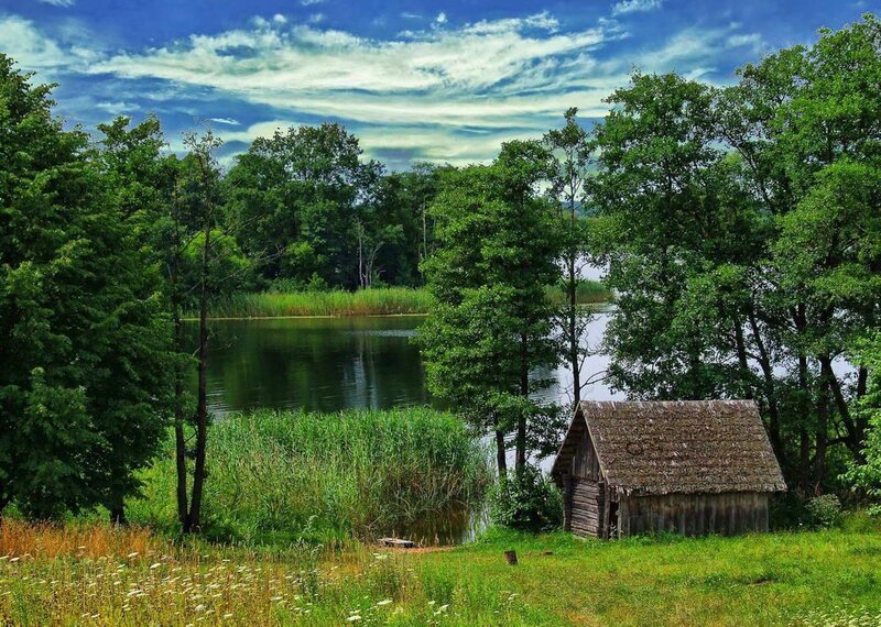 Wooden Hut by Lake
