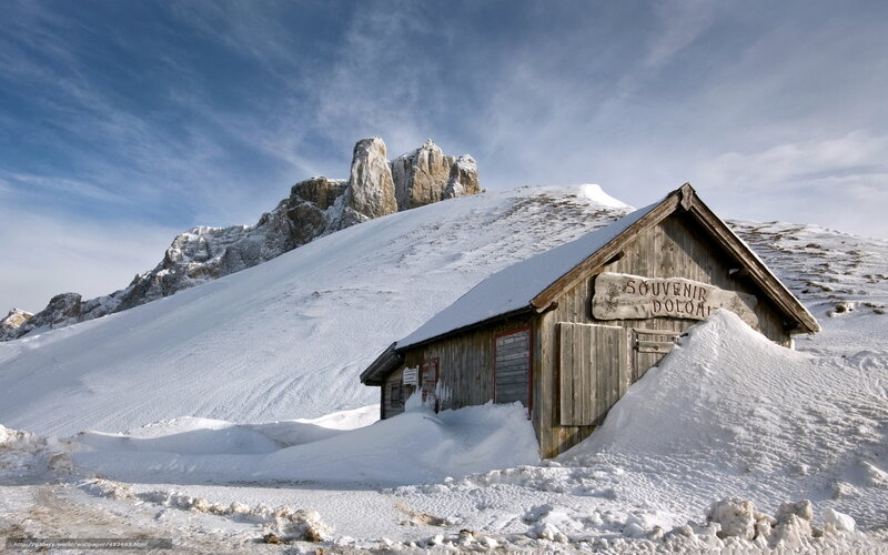 Wooden Hut in Snow — White, Serene, Winter