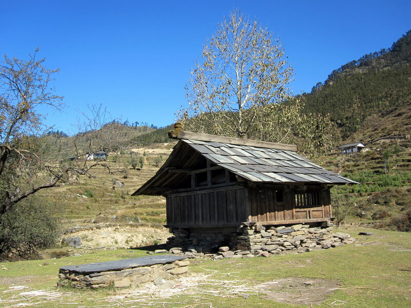 Wooden Hut on Hillside