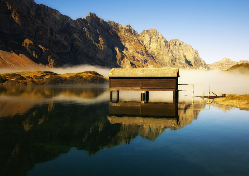 Wooden Hut on Lake