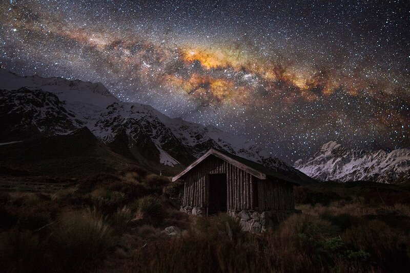 Wooden Hut under Stars