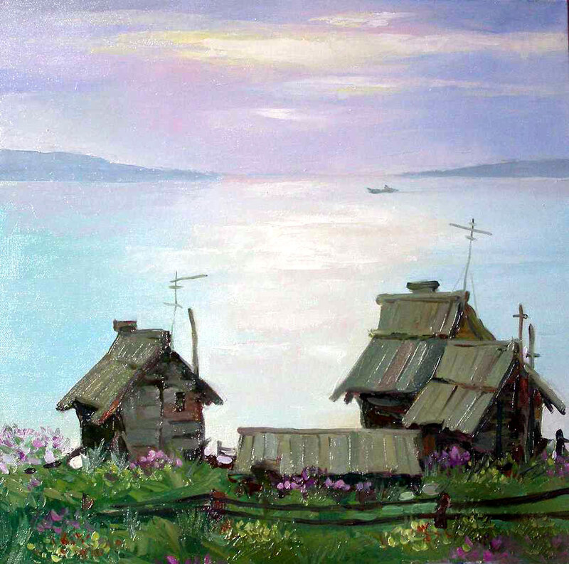 Wooden Huts by Water