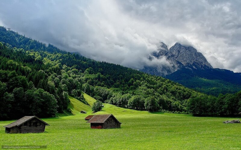 Wooden Huts in Valley