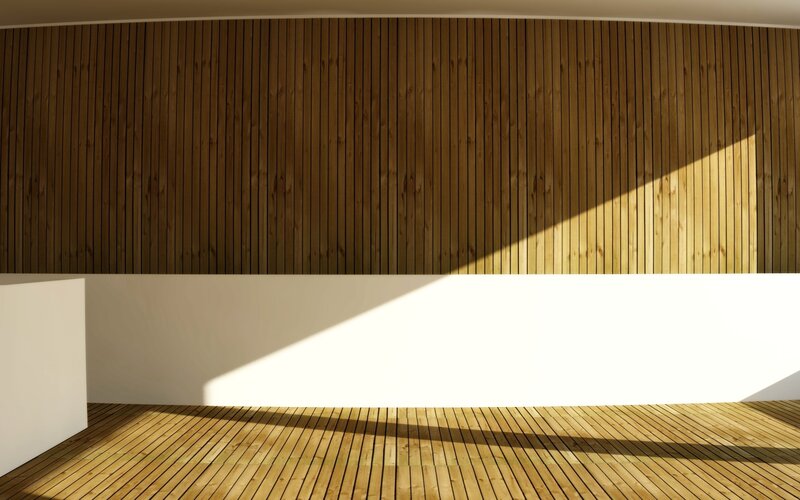Wooden interior with sunlight