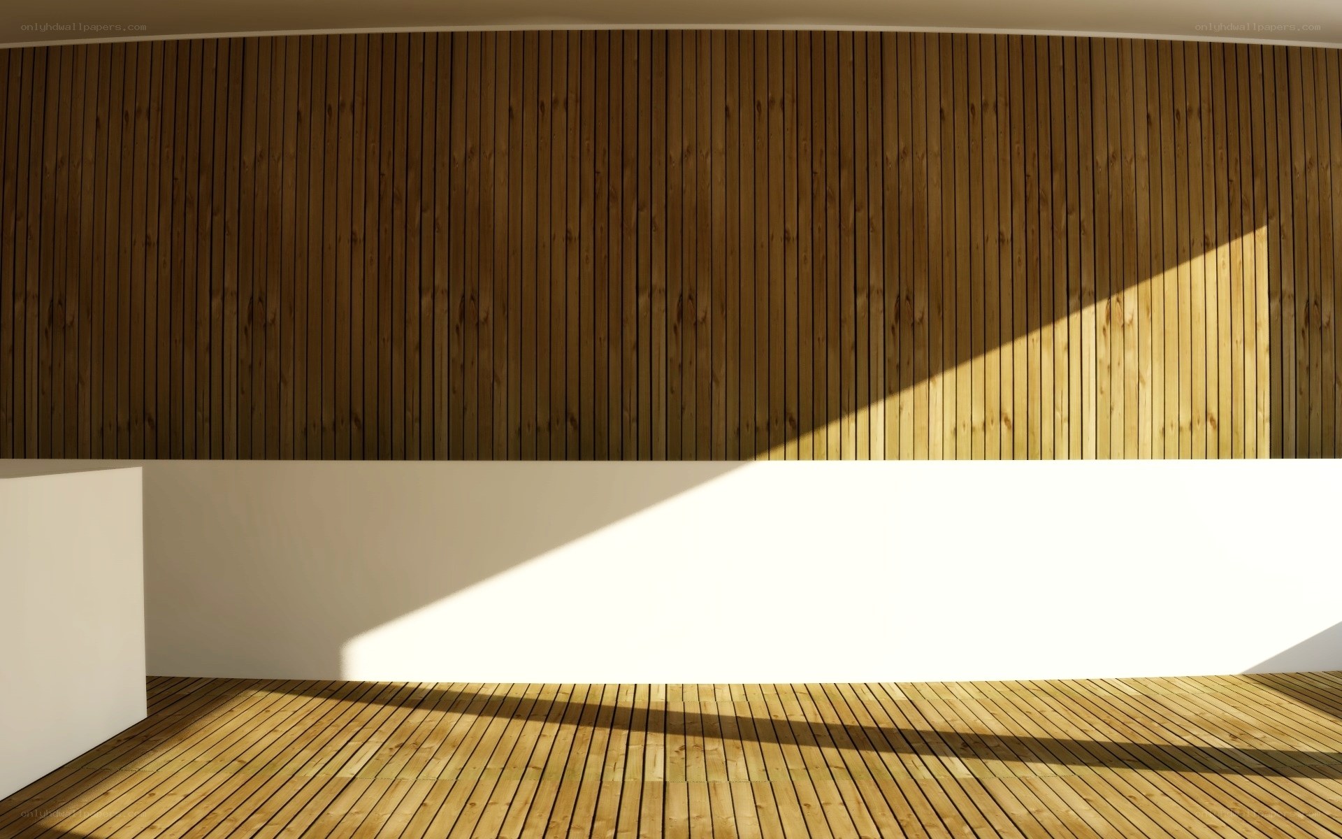 Wooden interior with sunlight