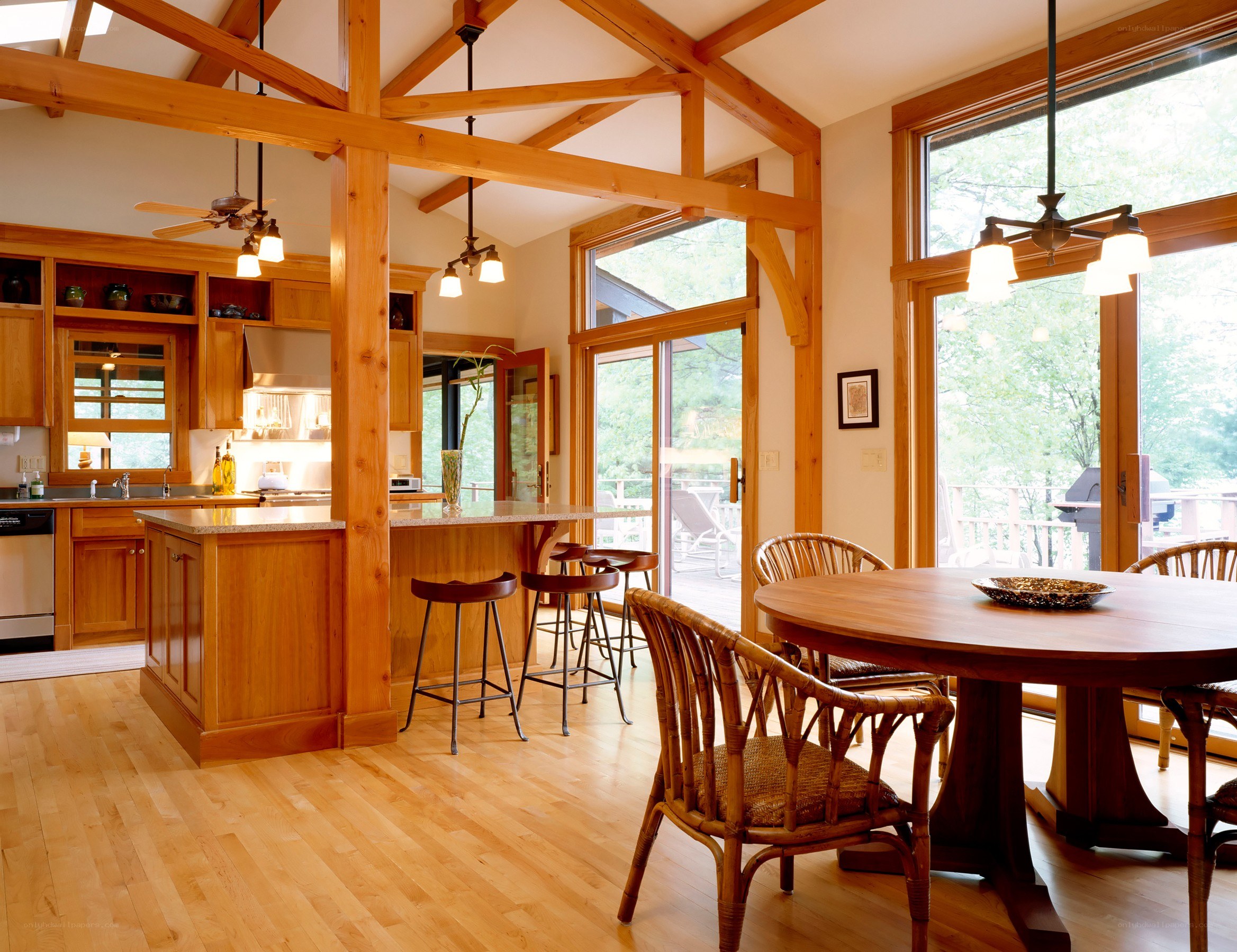 Wooden kitchen with dining area