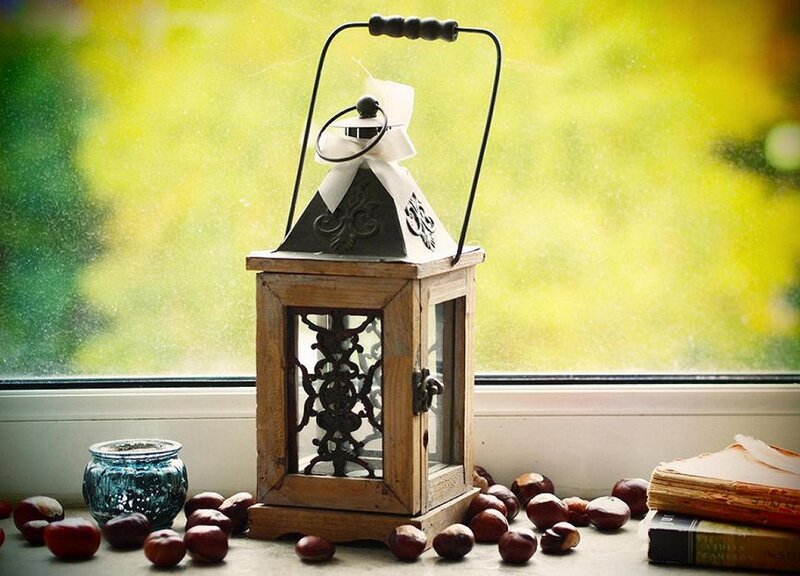 Wooden Lantern on Windowsill