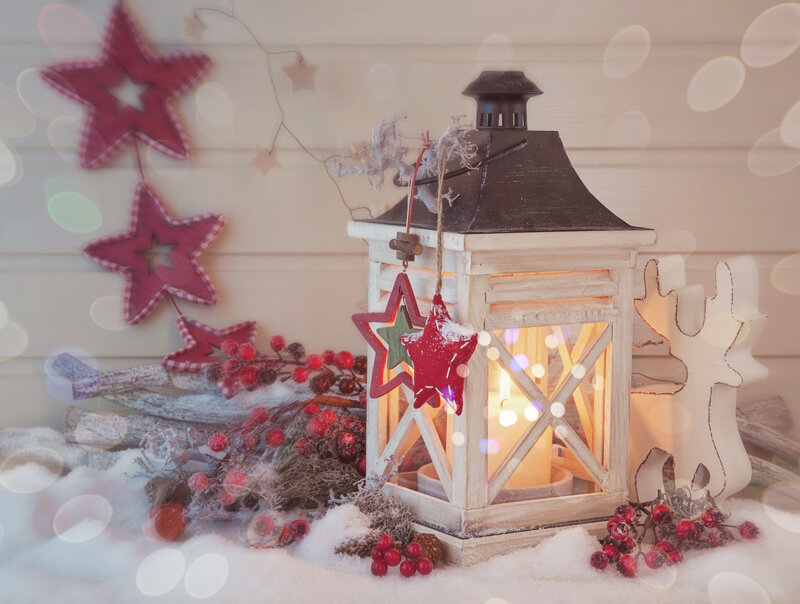 Wooden Lantern with Berries