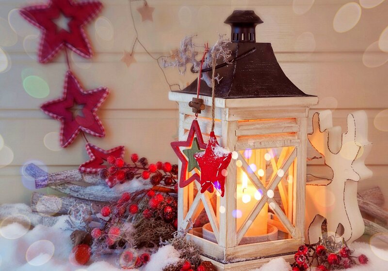 Wooden Lantern with Decorations