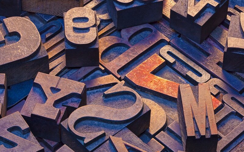 Wooden Letterpress Blocks — Brown, Dramatic