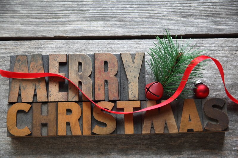 Wooden Letterpress Blocks — Brown, Festive