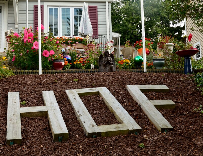 Wooden Letters in Garden