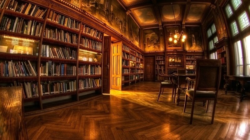 Wooden Library Room — Brown, Dramatic, Photograph