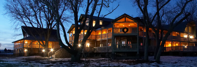 Wooden Lodge at Dusk
